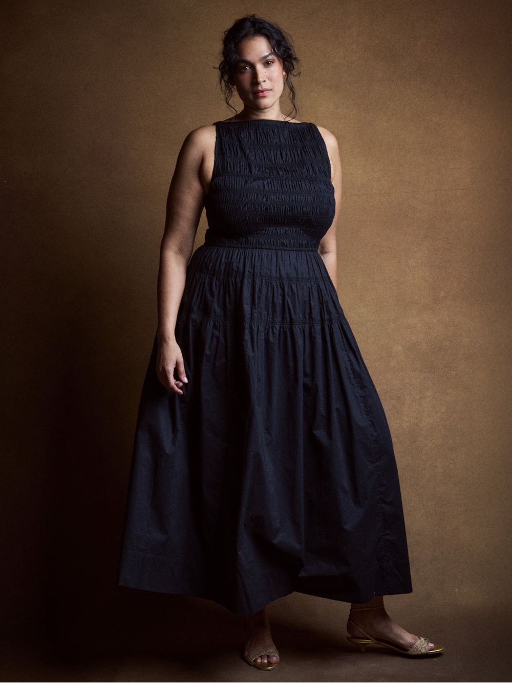 DOEN Melie Shirred Paneled Pleated Organic Cotton-Poplin Midi Dress Size L - Picture 14 of 16